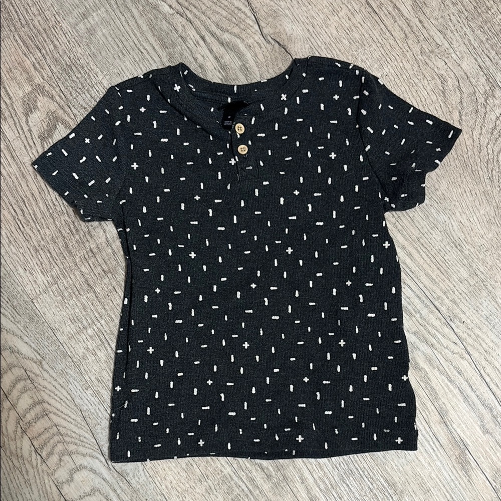 Black Patterned Kids Shirt